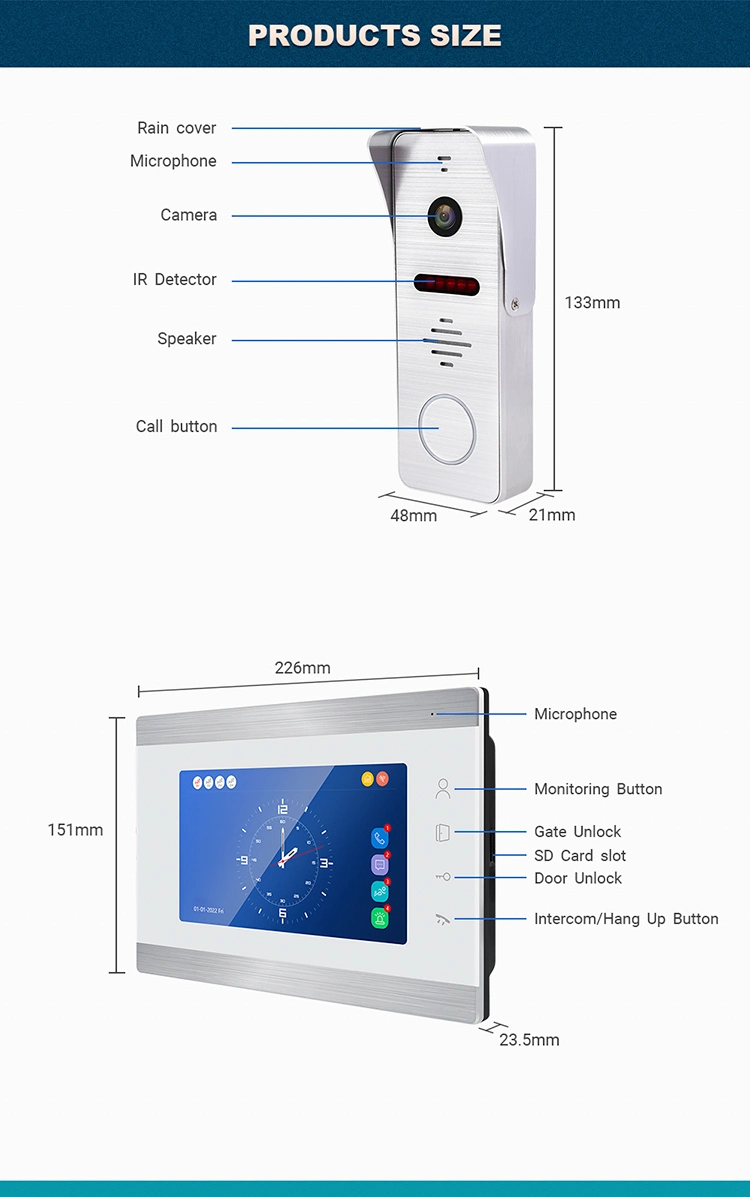 WiFi IP Video Door Phone Video Intercom Smart Phone APP Control