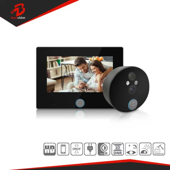 Banovision Système d'interphone vidéo sans fil Tuya avec caméra et moniteur 4,3 pouces, caméra 720p, vision nocturne, déverrouillage à distance de la porte